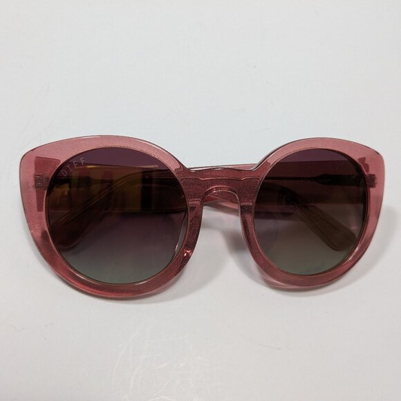 Diff Eyewear Pink Glitter Luna Polarized Sunglasses Oversized Large Modern - Picture 9 of 11
